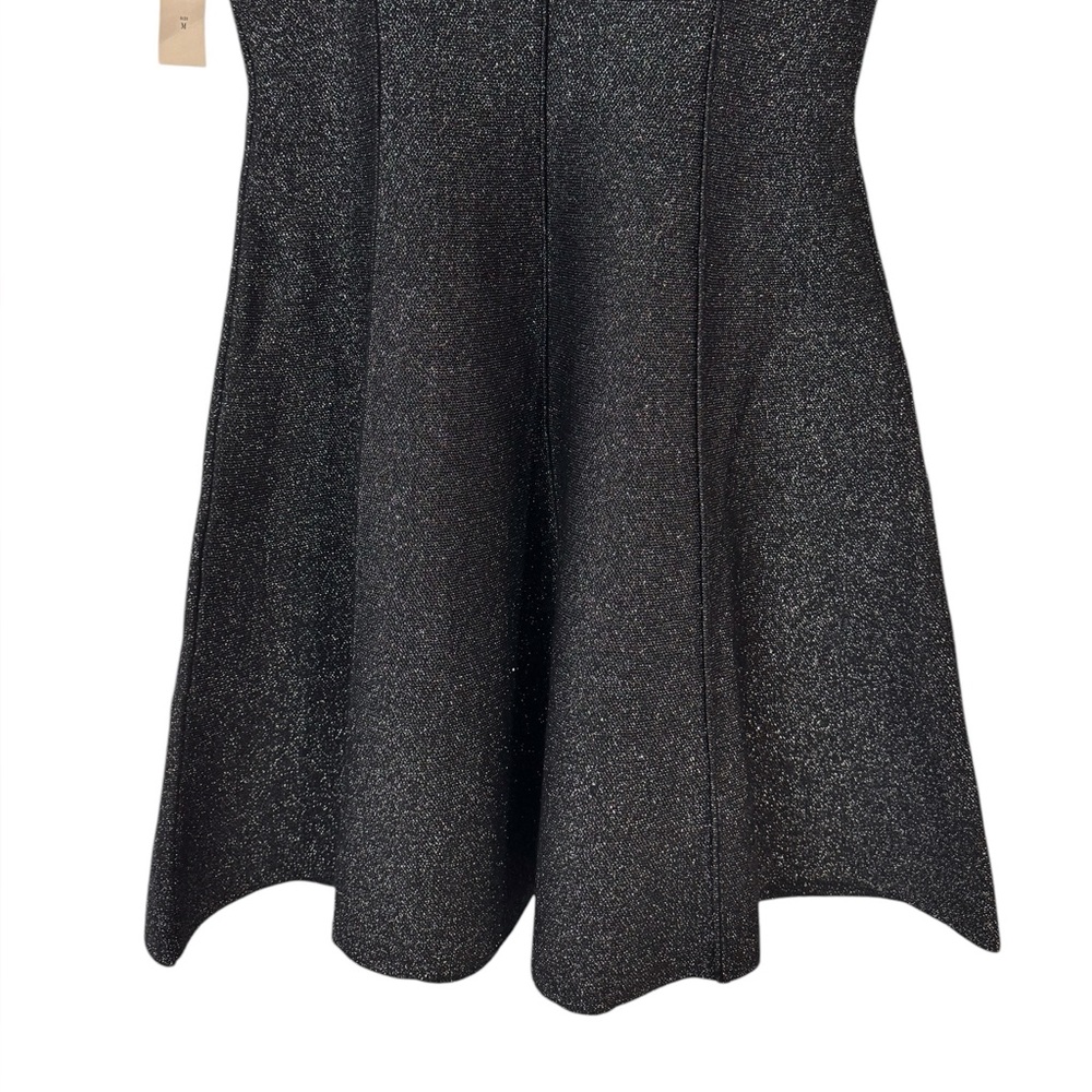 Anthropologie Square-Neck Pleated A-Line Lurex Mini Sweater Dress Medium - Picture 9 of 13